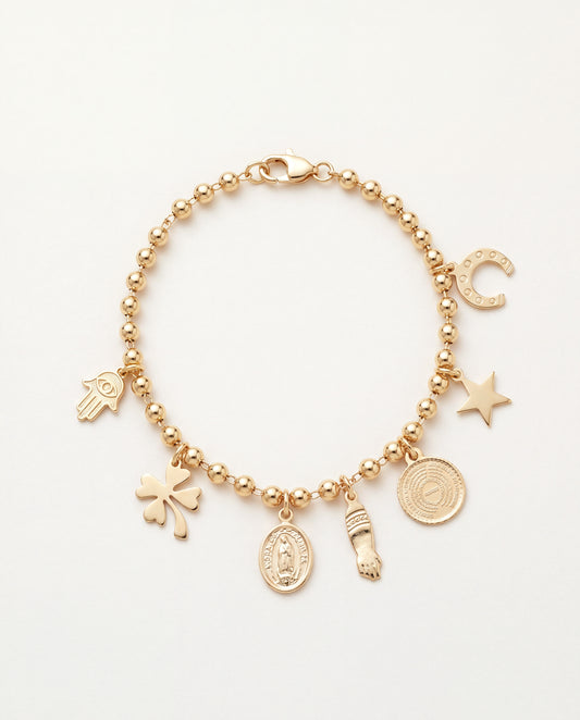 18KT Gold Filled Bracelets, Gold Filled Dangling Charm Bracelet | Minimalist Gold Jewelry by HAUS OF MONOGRAM