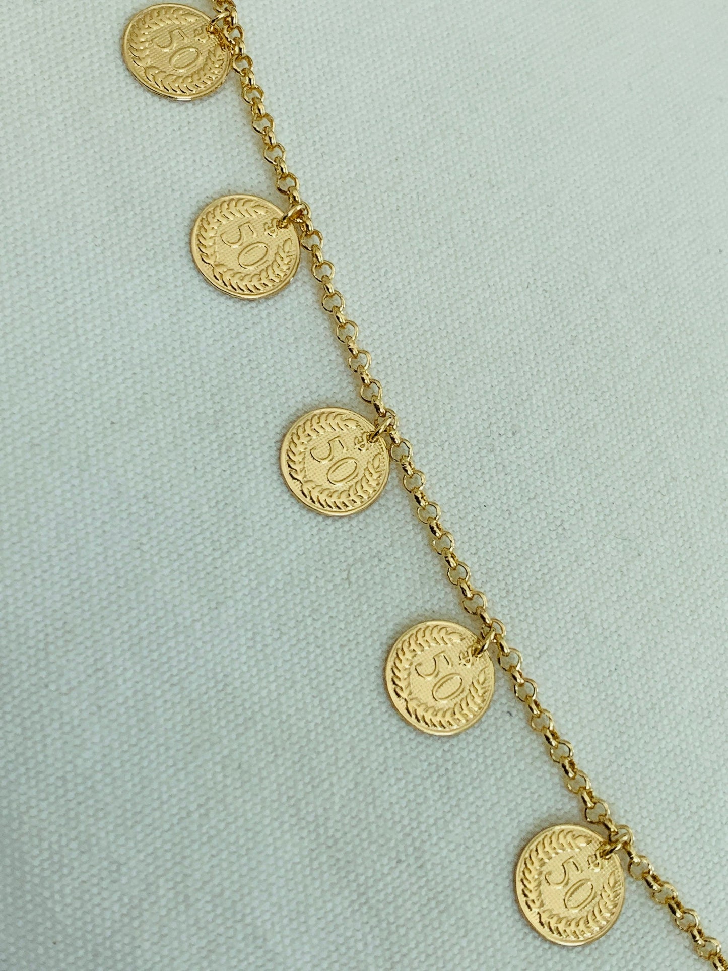 18KT Gold Filled Bracelets, Gold Filled Dangling Coin Bracelet | Chic Everyday Charm by HAUS OF MONOGRAM