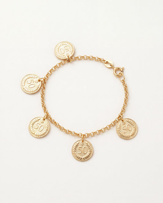 18KT Gold Filled Bracelets, Gold Filled Dangling Coin Bracelet | Chic Everyday Charm by HAUS OF MONOGRAM