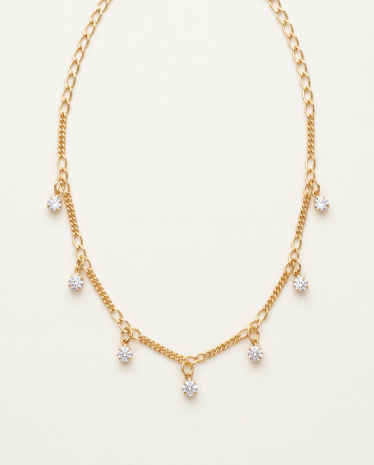 18KT Gold Filled Necklaces, Gold Filled CZ Necklace | 16.5" Dainty Dangle Chain by HAUS OF MONOGRAM