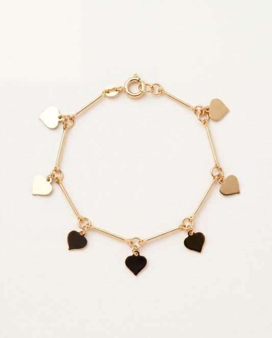 18KT Gold Filled Bracelets, Gold Filled Dangling Heart Bracelet | 1mm Dainty Love by HAUS OF MONOGRAM