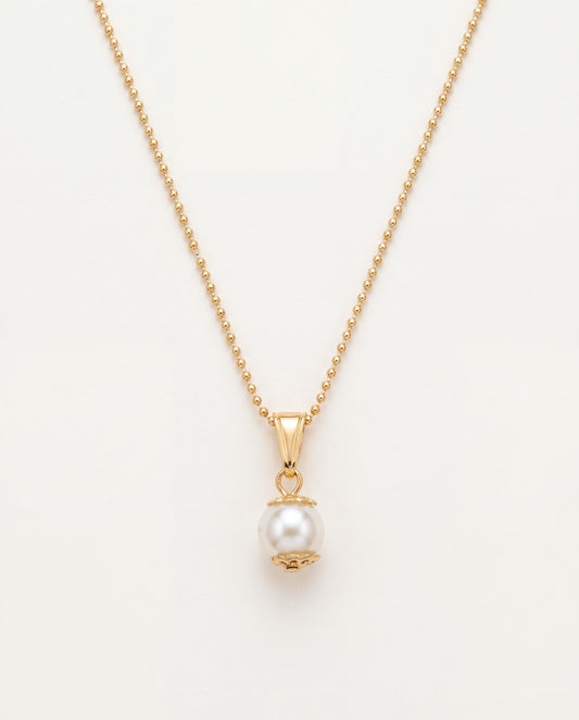 18KT Gold Filled Necklaces, Gold Filled Dangling Pearl Necklace | 18K Elegant Chain by HAUS OF MONOGRAM