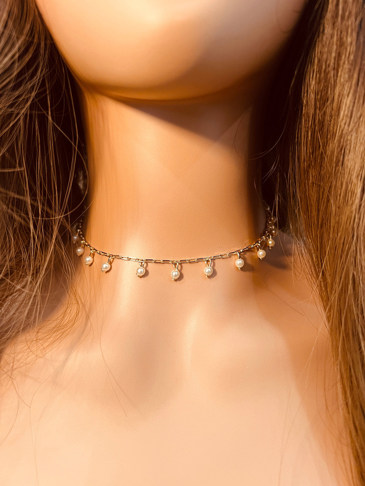 18KT Gold Filled Necklaces, Gold Filled Dangling Pearl Necklace | 2mm Dainty Accent by HAUS OF MONOGRAM