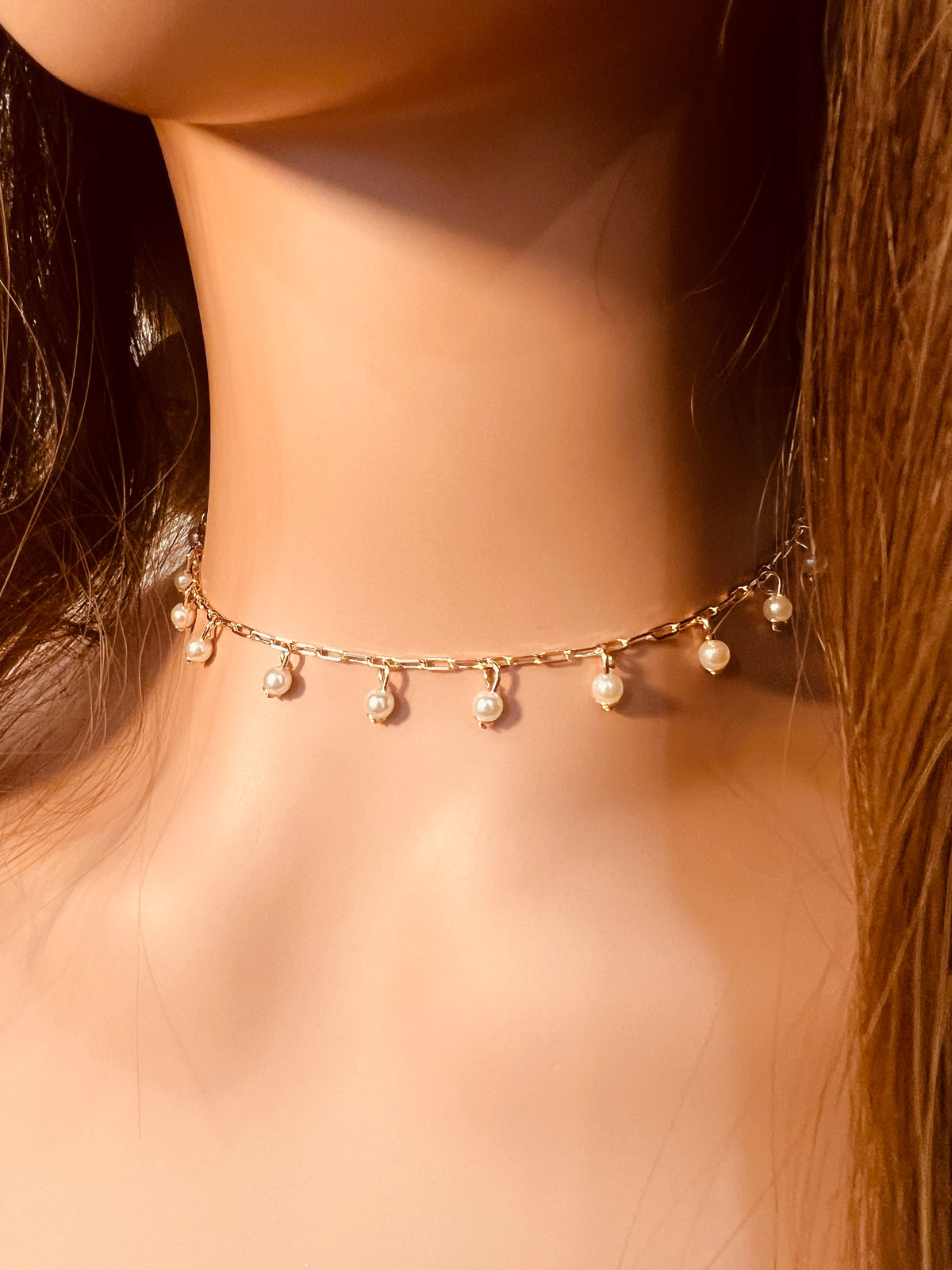 18KT Gold Filled Necklaces, Gold Filled Dangling Pearl Necklace | 2mm Dainty Accent by HAUS OF MONOGRAM