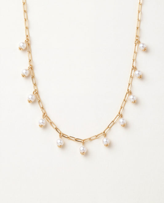 Gold Filled Dangling Pearl Necklace