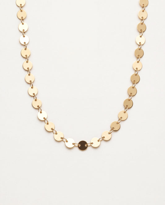 18KT Gold Filled Necklaces, Gold Filled Disc Choker | 6mm Flat Coin Layering Chain by HAUS OF MONOGRAM