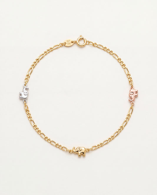 18KT Gold Filled Anklets, Gold Filled Elephant Anklet | 10" Dainty 18kt Good Luck Charm Chain by HAUS OF MONOGRAM
