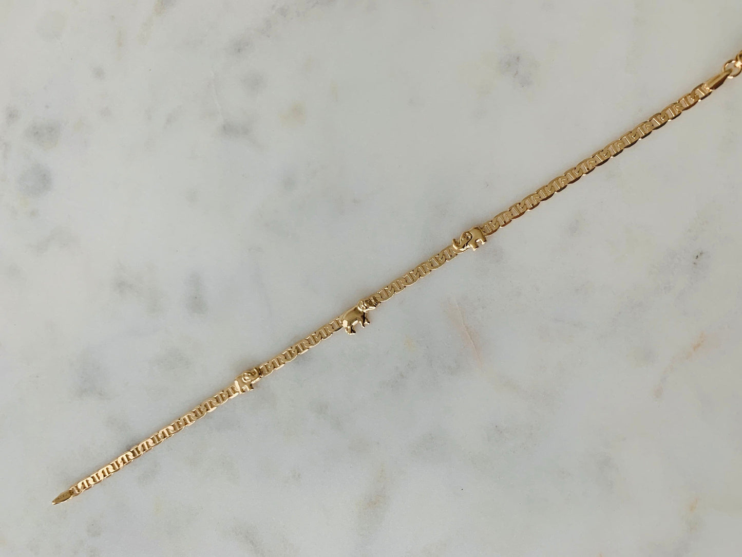 18KT Gold Filled Bracelets, Gold Filled Elephant Bracelet | Mariner Chain with Lucky Charm by HAUS OF MONOGRAM