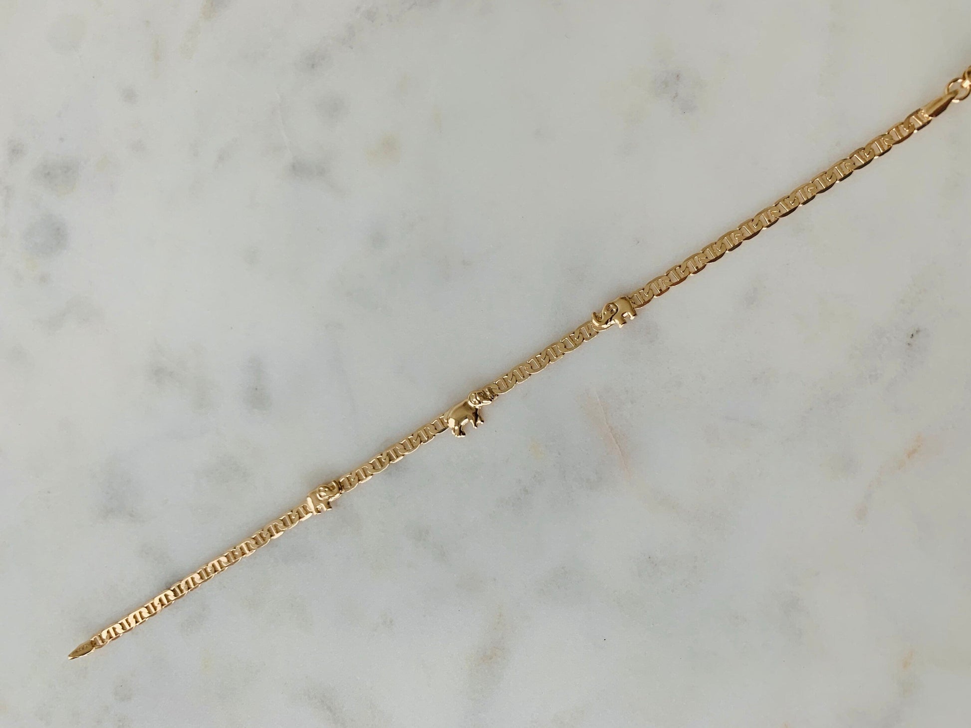 18KT Gold Filled Bracelets, Gold Filled Elephant Bracelet | Mariner Chain with Lucky Charm by HAUS OF MONOGRAM