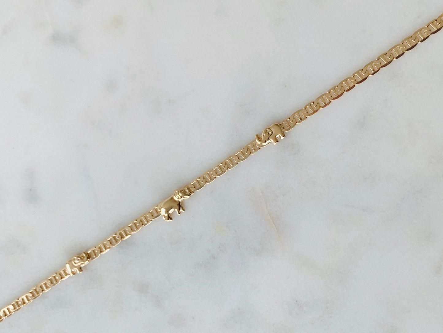 18KT Gold Filled Bracelets, Gold Filled Elephant Bracelet | Mariner Chain with Lucky Charm by HAUS OF MONOGRAM