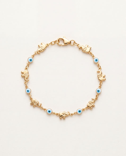 18KT Gold Filled Bracelets, Gold Filled Evil Eye & Elephant Bracelet | Lucky Charm Jewelry by HAUS OF MONOGRAM
