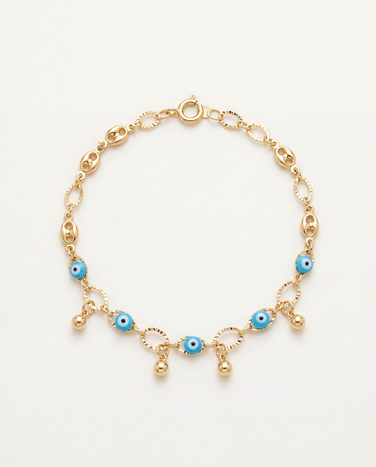 18KT Gold Filled Anklets, Gold Filled Evil Eye Anklet | 10" 18kt Dainty Protection Charm Chain by HAUS OF MONOGRAM