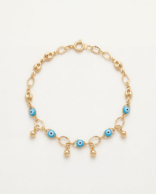 18KT Gold Filled Anklets, Gold Filled Evil Eye Anklet | 10" 18kt Dainty Protection Charm Chain by HAUS OF MONOGRAM