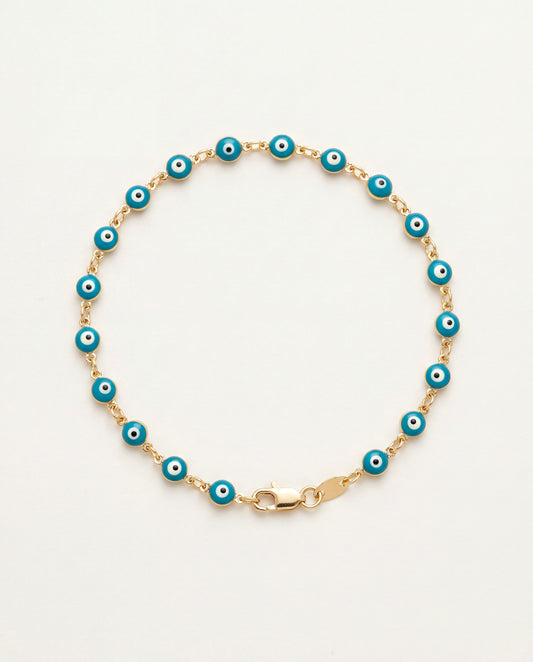 18KT Gold Filled Anklets, Gold Filled Evil Eye Anklet | Adjustable Protection Charm Jewelry by HAUS OF MONOGRAM