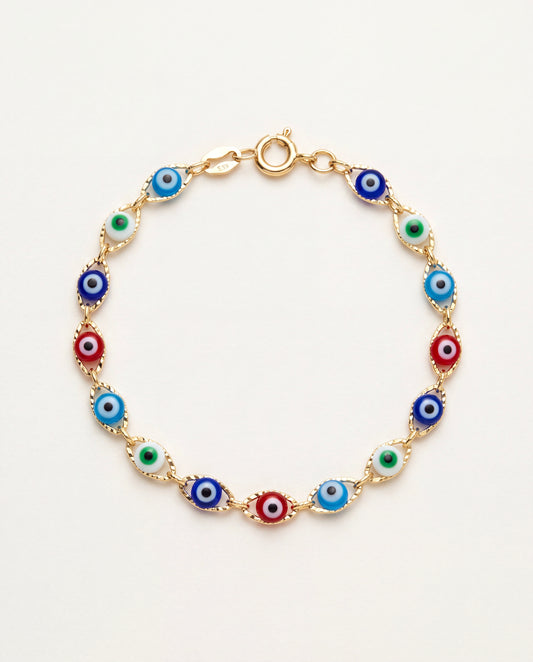 18KT Gold Filled Anklets, Gold Filled Evil Eye Anklet | Size: 9.5" | 3.5mm Evil Eye Charm by HAUS OF MONOGRAM