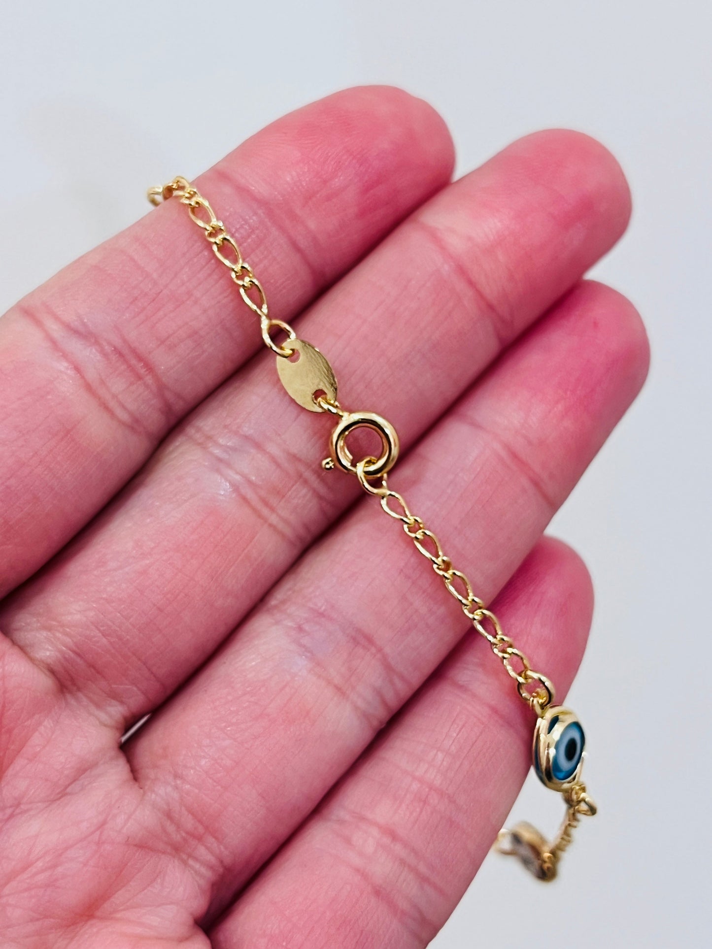 18KT Gold Filled Bracelets, Gold Filled Evil Eye Bracelet | Light Blue or Multicolor by HAUS OF MONOGRAM
