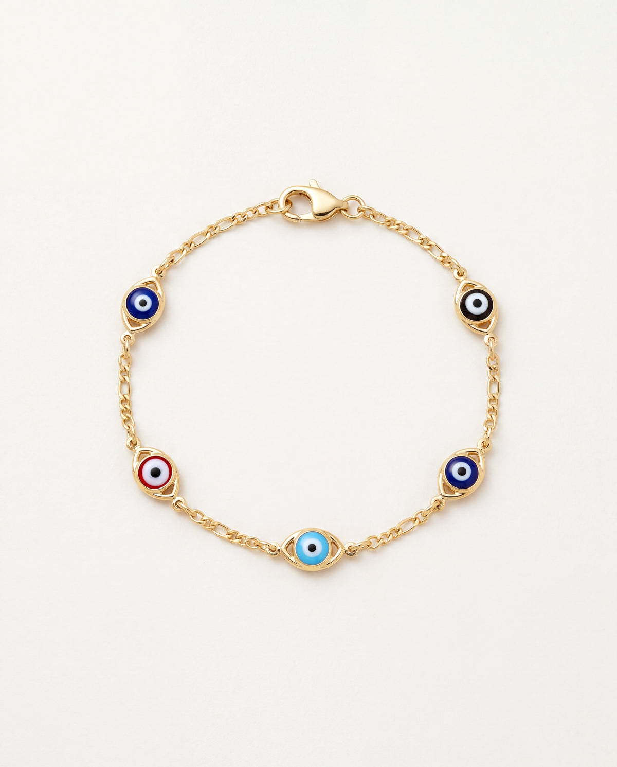 18KT Gold Filled Bracelets, Gold Filled Evil Eye Bracelet | Light Blue or Multicolor by HAUS OF MONOGRAM
