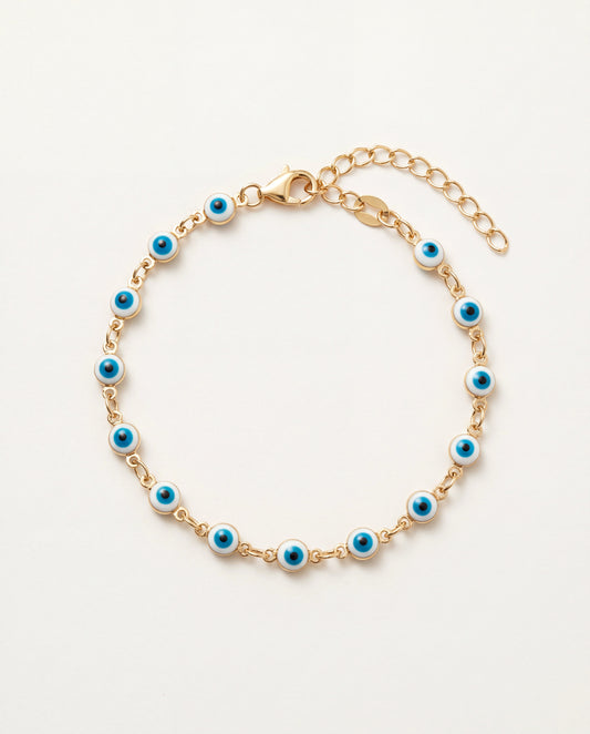 18KT Gold Filled Bracelets, Gold Filled Evil Eye Bracelet | Dainty Gold Bracelet by HAUS OF MONOGRAM