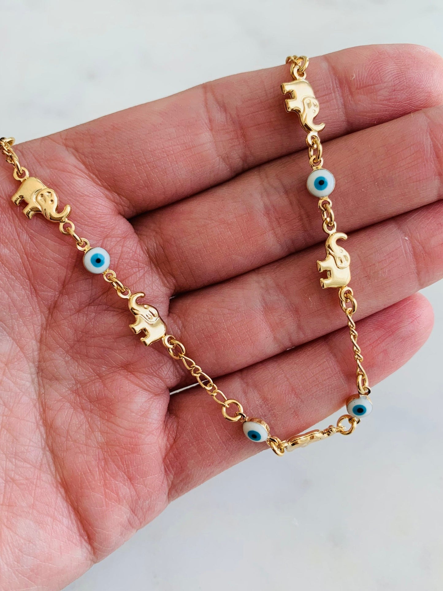 18KT Gold Filled Bracelets, Gold Filled Evil Eye & Elephant Bracelet | Lucky Charm Jewelry by HAUS OF MONOGRAM
