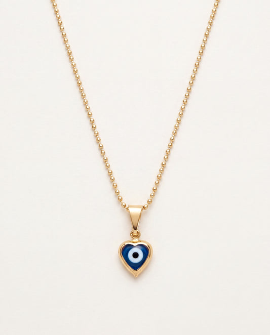 18KT Gold Filled Necklaces, Gold Filled Evil Eye Heart Necklace | Charm Size 6mm x 10mm | 16" or 18" Length by HAUS OF MON...