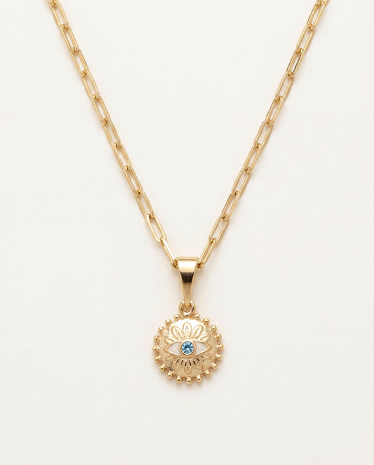18KT Gold Filled Necklaces, Gold Filled Evil Eye Necklace | 10.5x13mm Pendant by HAUS OF MONOGRAM