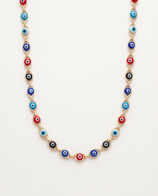 18KT Gold Filled Necklaces, Gold Filled Evil Eye Necklace | 4mm Multicolor Beads 16–20 by HAUS OF MONOGRAM