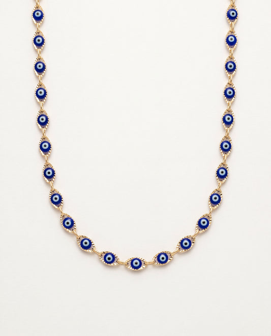 18KT Gold Filled Necklaces, Gold Filled Evil Eye Necklace | 5mm Chain | 16–18 Inch by HAUS OF MONOGRAM