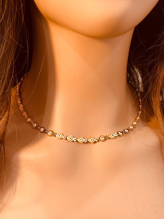 18KT Gold Filled Necklaces, Gold Filled Evil Eye Necklace | 5mm Layering Necklace by HAUS OF MONOGRAM