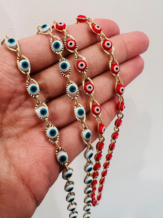 18KT Gold Filled Necklaces, Gold Filled Evil Eye Necklace | Bold 5mm Chain with Lucky Charm by HAUS OF MONOGRAM