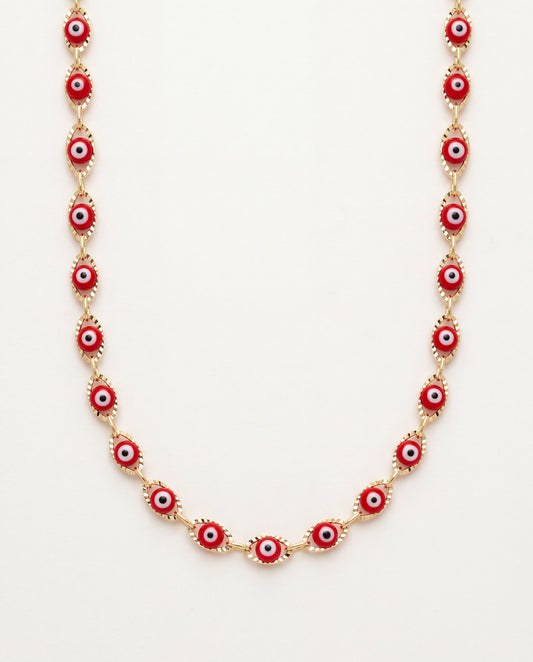 18KT Gold Filled Necklaces, Gold Filled Evil Eye Necklace | Bold 5mm Chain with Lucky Charm by HAUS OF MONOGRAM