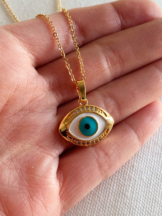 18KT Gold Filled Necklaces, Gold Filled Evil Eye Necklace | Dainty Spiritual Amulet by HAUS OF MONOGRAM