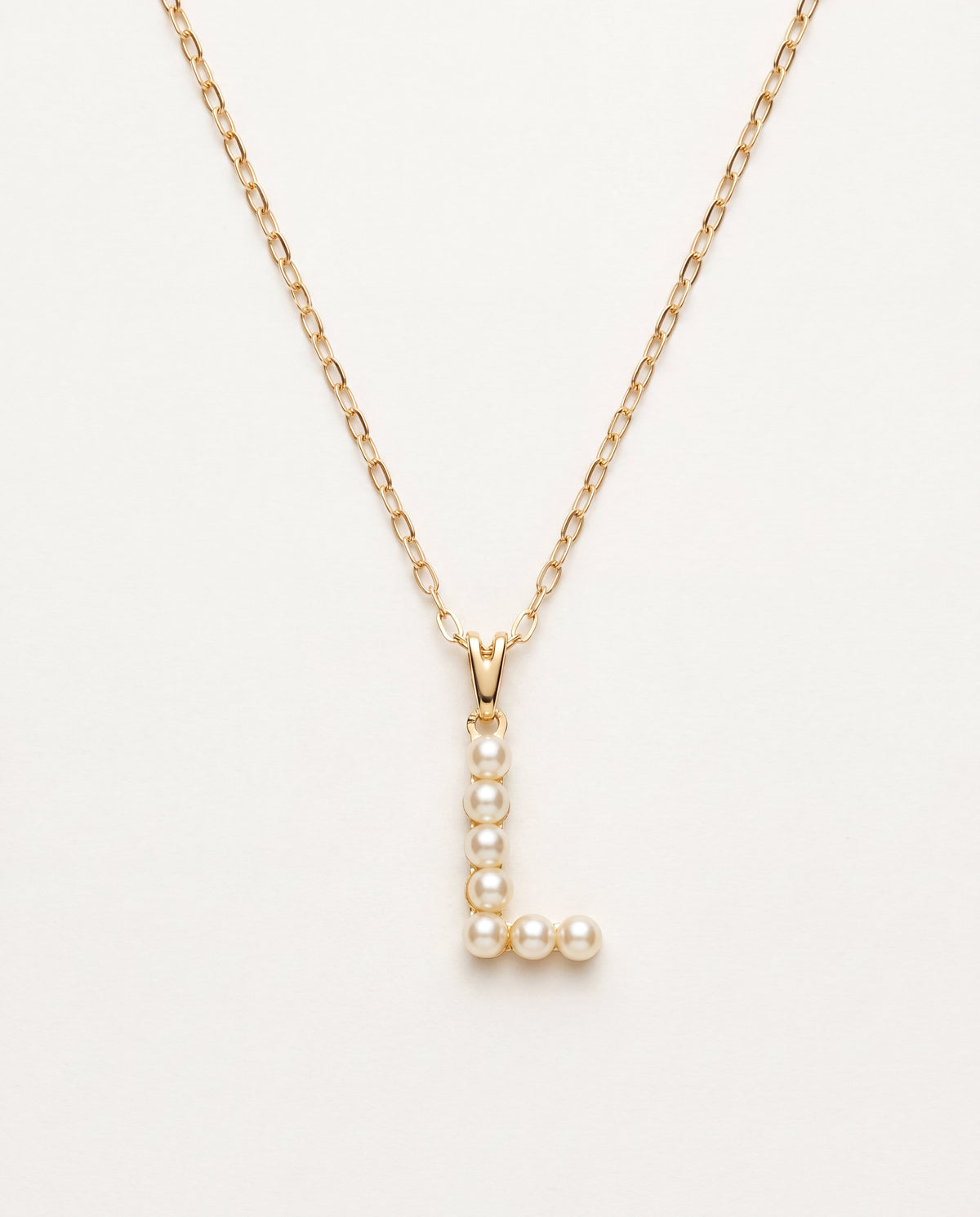 18KT Gold Filled Necklaces, Gold Filled Faux Pearl Initial Necklace | 17mm Personalized Pendant by HAUS OF MONOGRAM