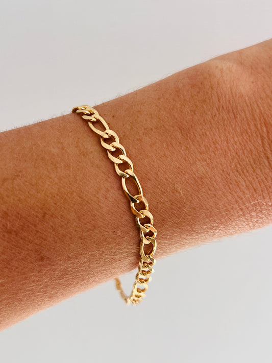 18KT Gold Filled Bracelets, Gold Filled Figaro Bracelet | 4mm Bold Classic Wrist Chain by HAUS OF MONOGRAM