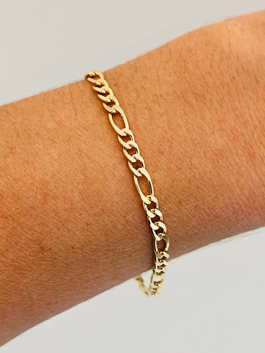 18KT Gold Filled Bracelets, Gold Filled Figaro Bracelet | 4mm Various Sizes by HAUS OF MONOGRAM