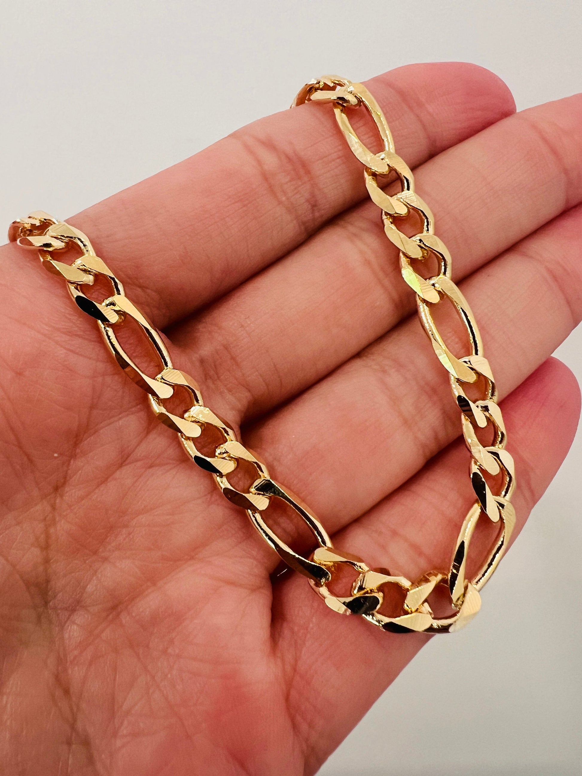 18KT Gold Filled Bracelets, Gold Filled Figaro Bracelet | 5mm Bold Classic Gold Chain by HAUS OF MONOGRAM