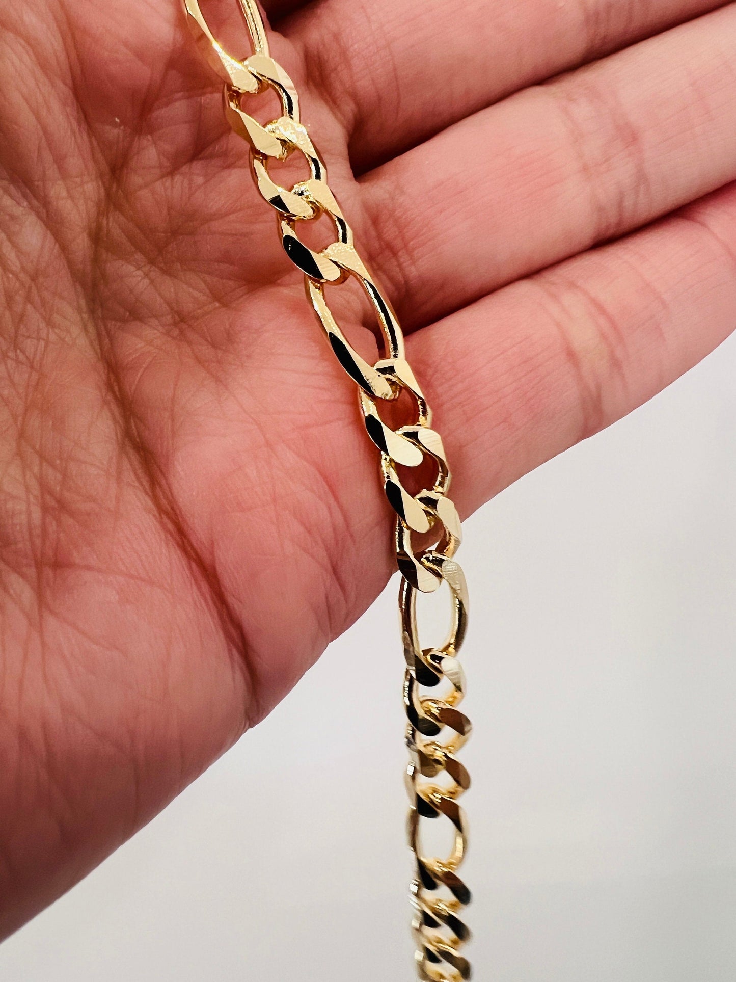 18KT Gold Filled Bracelets, Gold Filled Figaro Bracelet | 5mm Bold Classic Gold Chain by HAUS OF MONOGRAM
