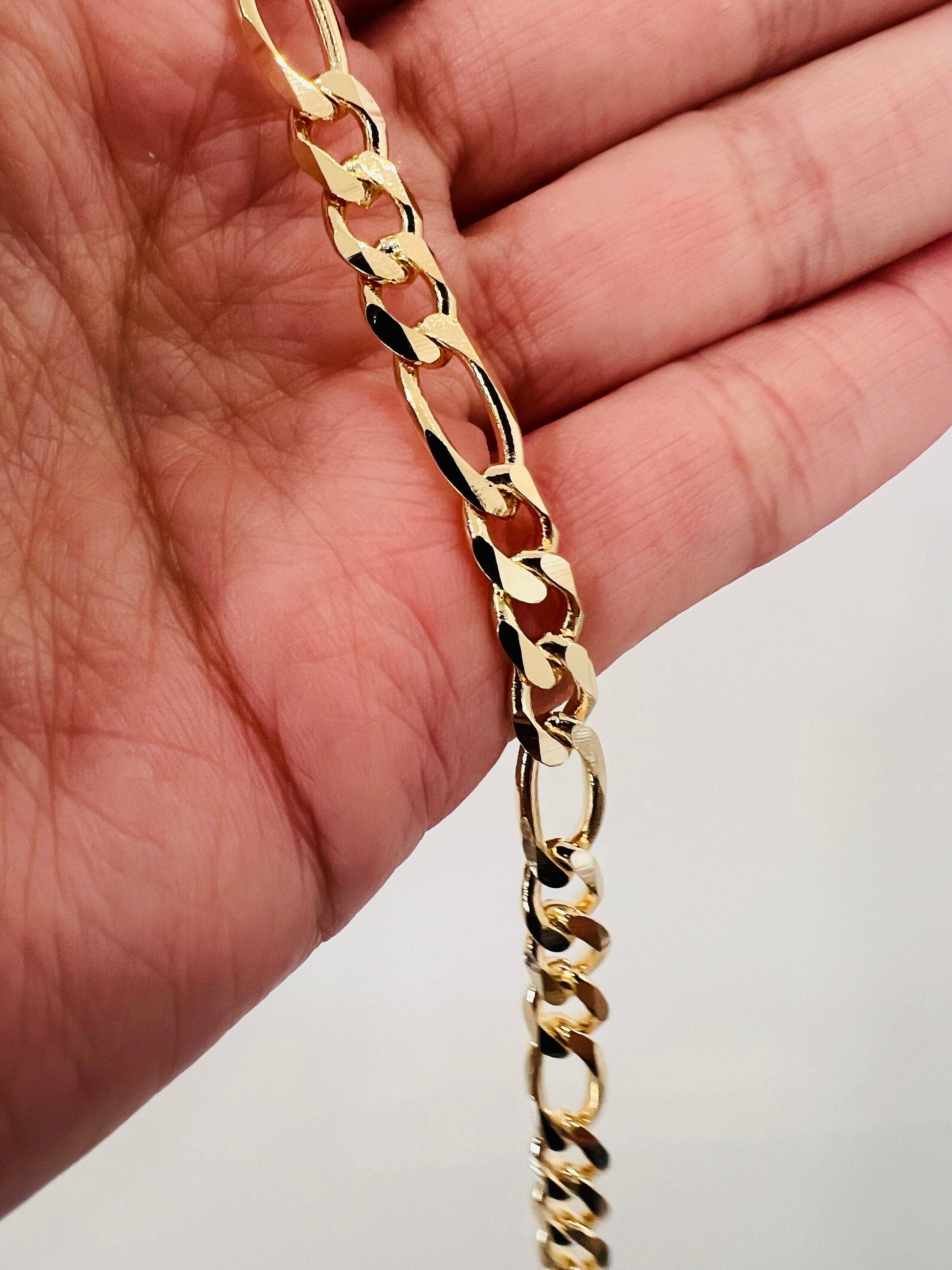 18KT Gold Filled Bracelets, Gold Filled Figaro Bracelet | 5mm Bold Classic Gold Chain by HAUS OF MONOGRAM