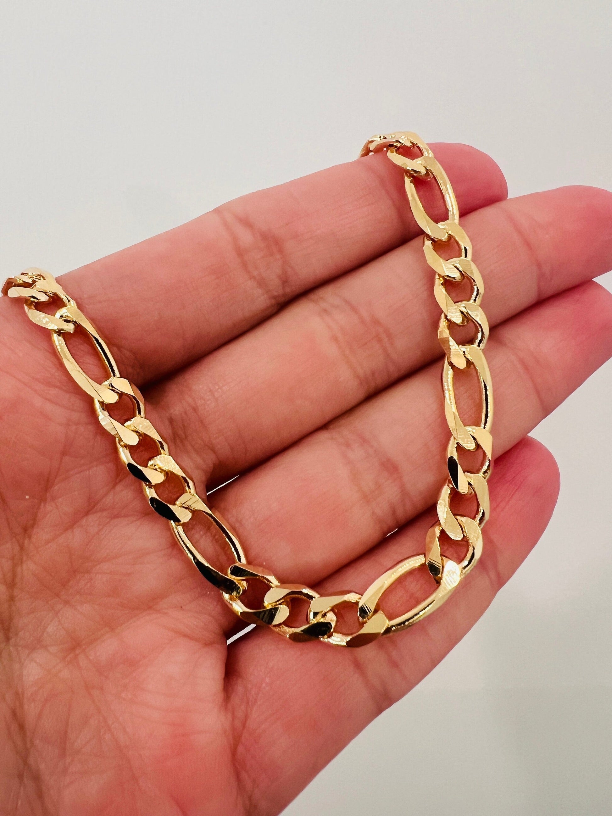 18KT Gold Filled Bracelets, Gold Filled Figaro Bracelet | 5mm Bold Classic Gold Chain by HAUS OF MONOGRAM