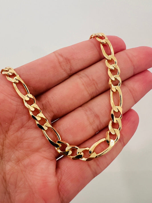 18KT Gold Filled Bracelets, Gold Filled Figaro Bracelet | 5mm Bold Classic Gold Chain by HAUS OF MONOGRAM
