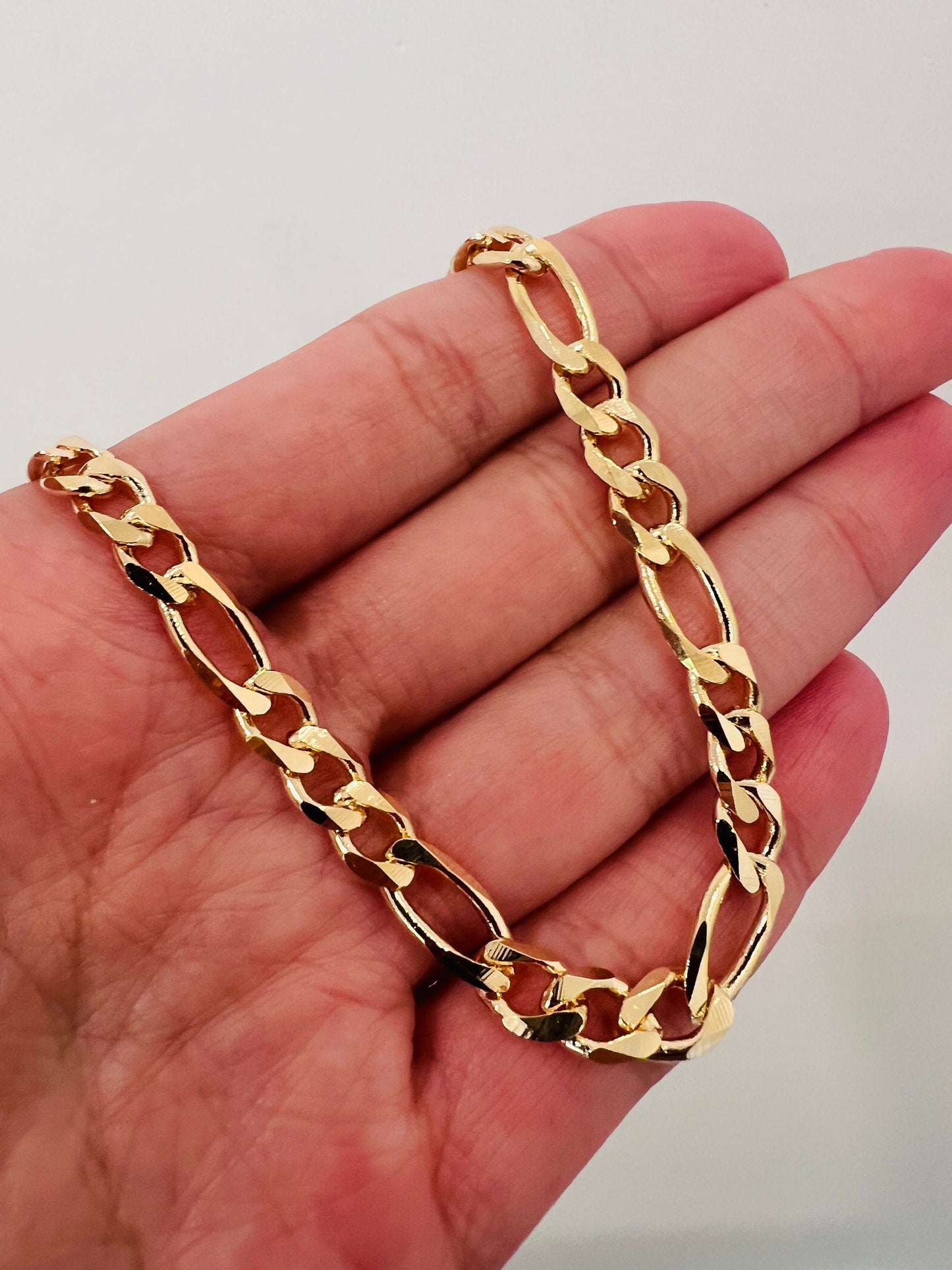 18KT Gold Filled Bracelets, Gold Filled Figaro Bracelet | 5mm Bold Classic Gold Chain by HAUS OF MONOGRAM