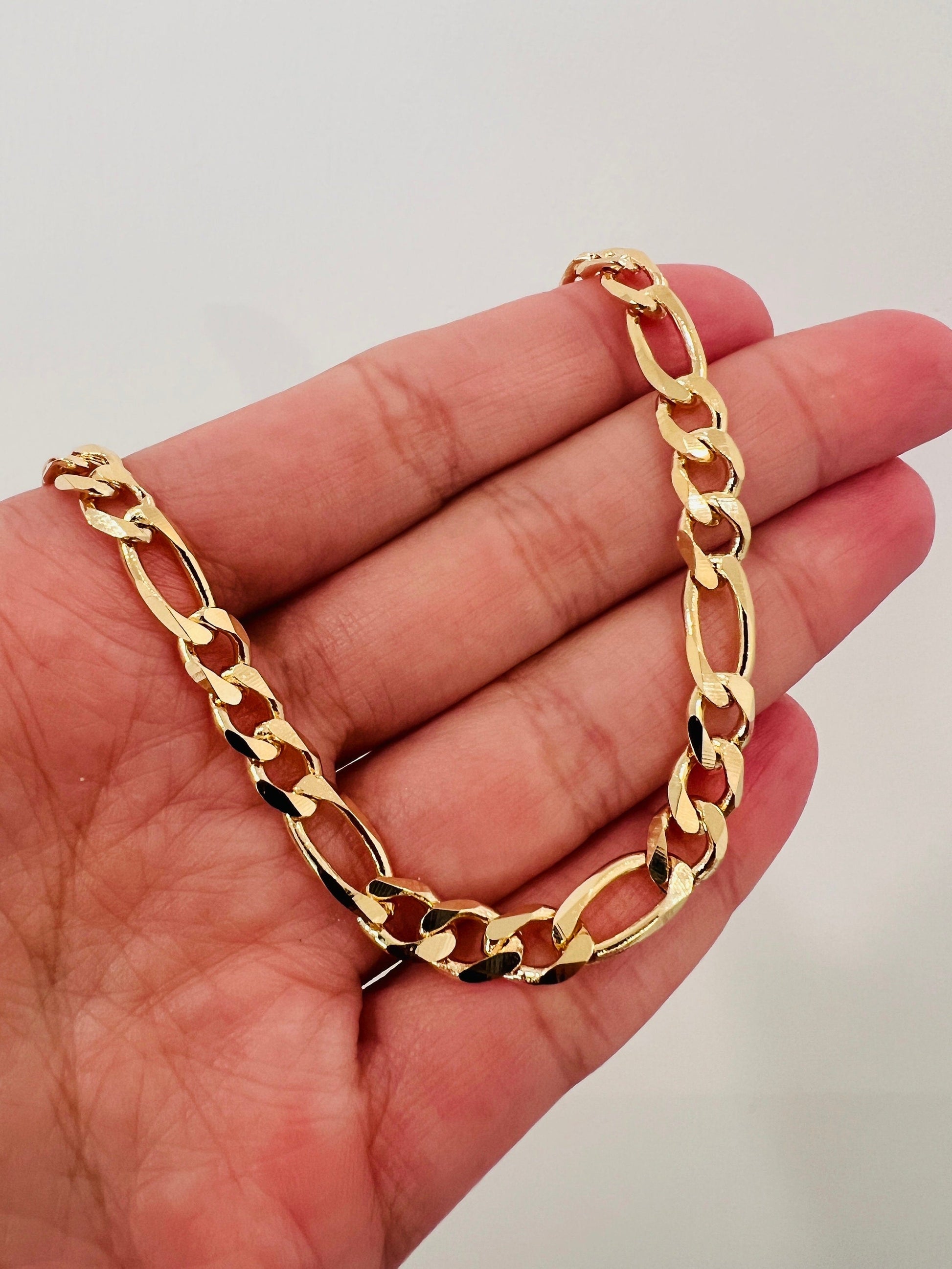 18KT Gold Filled Bracelets, Gold Filled Figaro Bracelet | 5mm Bold Classic Gold Chain by HAUS OF MONOGRAM