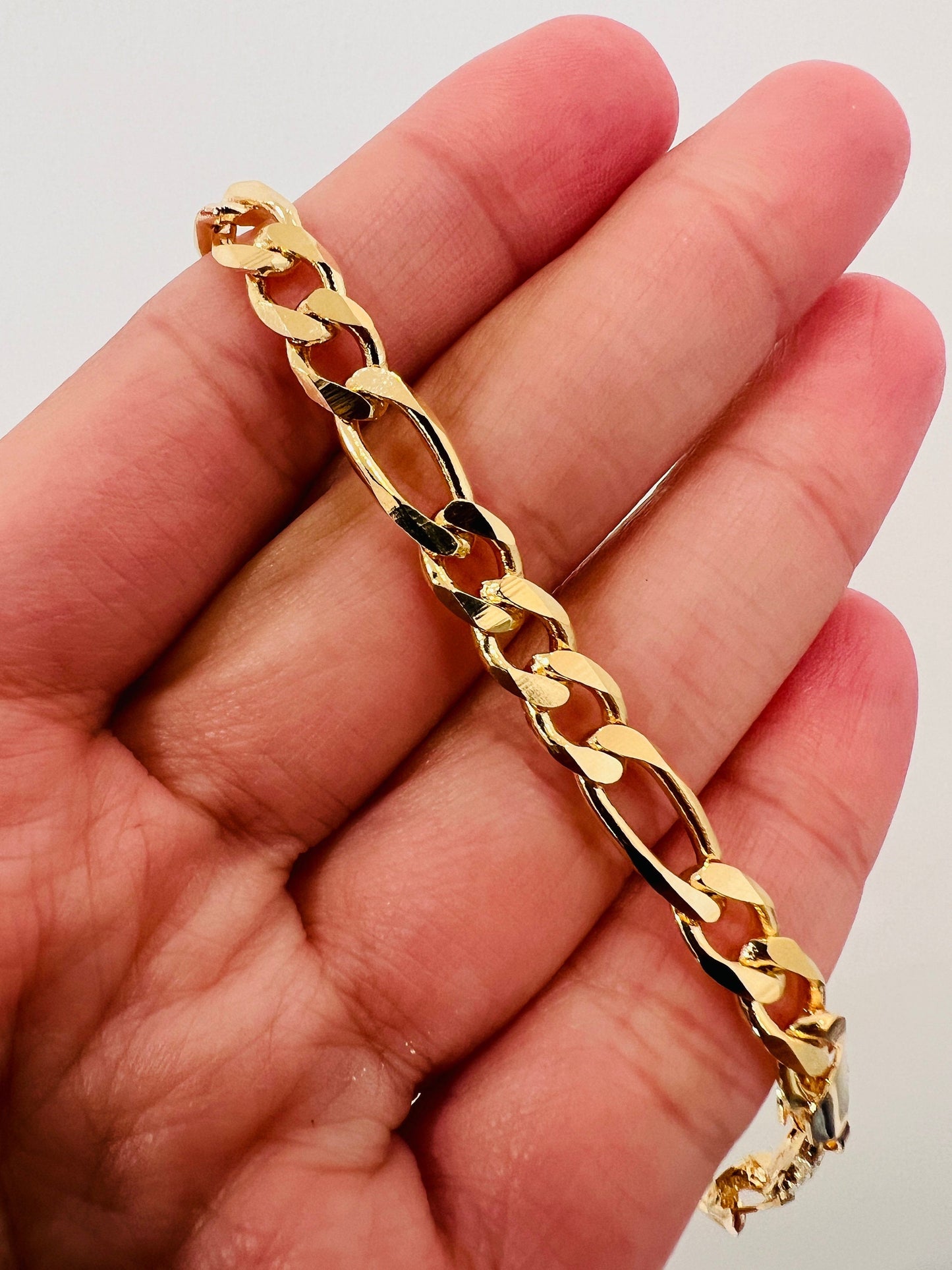18KT Gold Filled Bracelets, Gold Filled Figaro Bracelet | 5mm Bold Classic Gold Chain by HAUS OF MONOGRAM