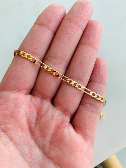 18KT Gold Filled Bracelets, Gold Filled Figaro Bracelet | Classic 3mm Chain Design by HAUS OF MONOGRAM