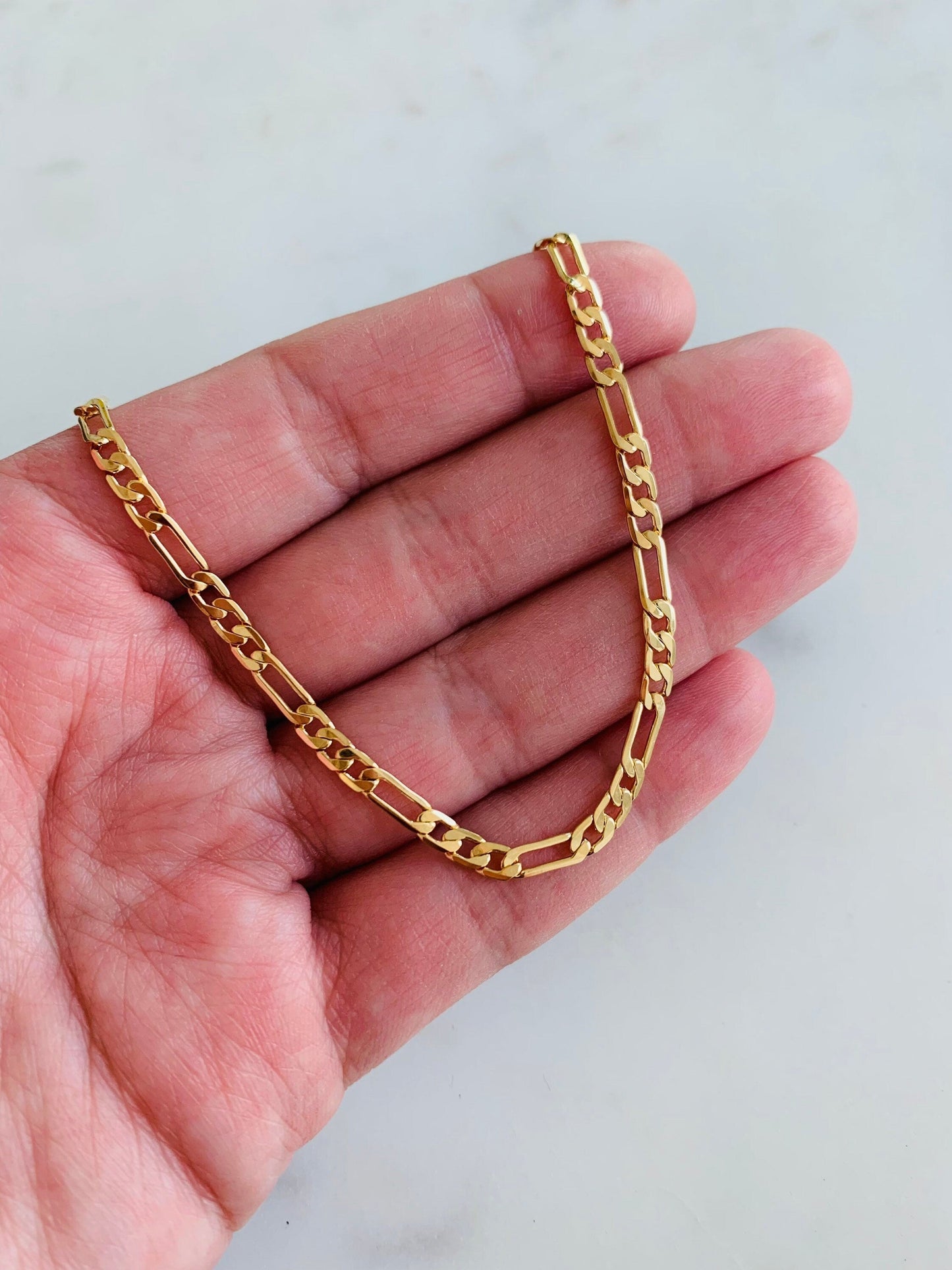 18KT Gold Filled Bracelets, Gold Filled Figaro Bracelet | Classic 3mm Chain Design by HAUS OF MONOGRAM