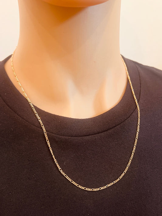 18KT Gold Filled Men's Chains, Gold Filled Figaro Chain | 1mm Width | 18–24 Inch Length by HAUS OF MONOGRAM