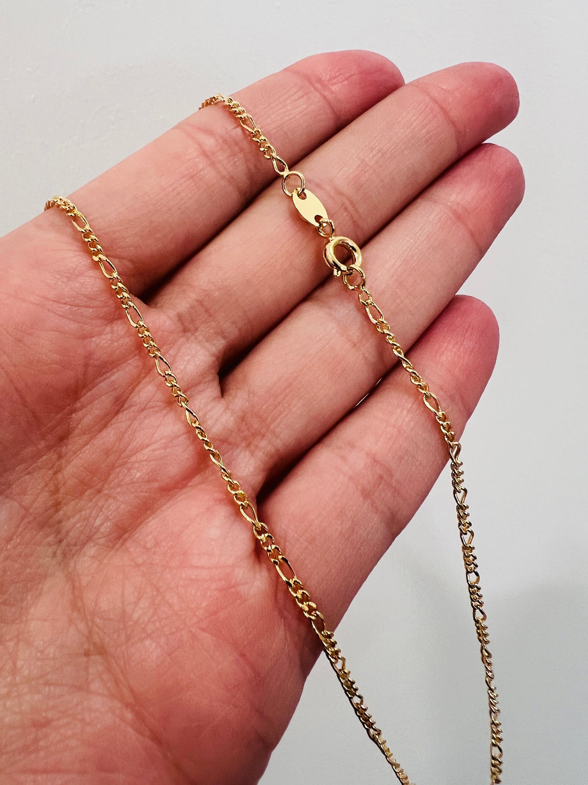 18KT Gold Filled Men's Chains, Gold Filled Figaro Chain | 1mm Width | 18–24 Inch Length by HAUS OF MONOGRAM