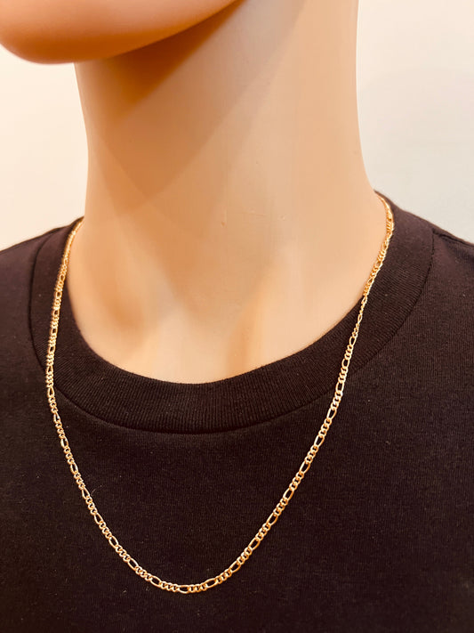 18KT Gold Filled Men's Chains, Gold Filled Figaro Chain | 2mm Width | 18–24 Inch Sizes by HAUS OF MONOGRAM