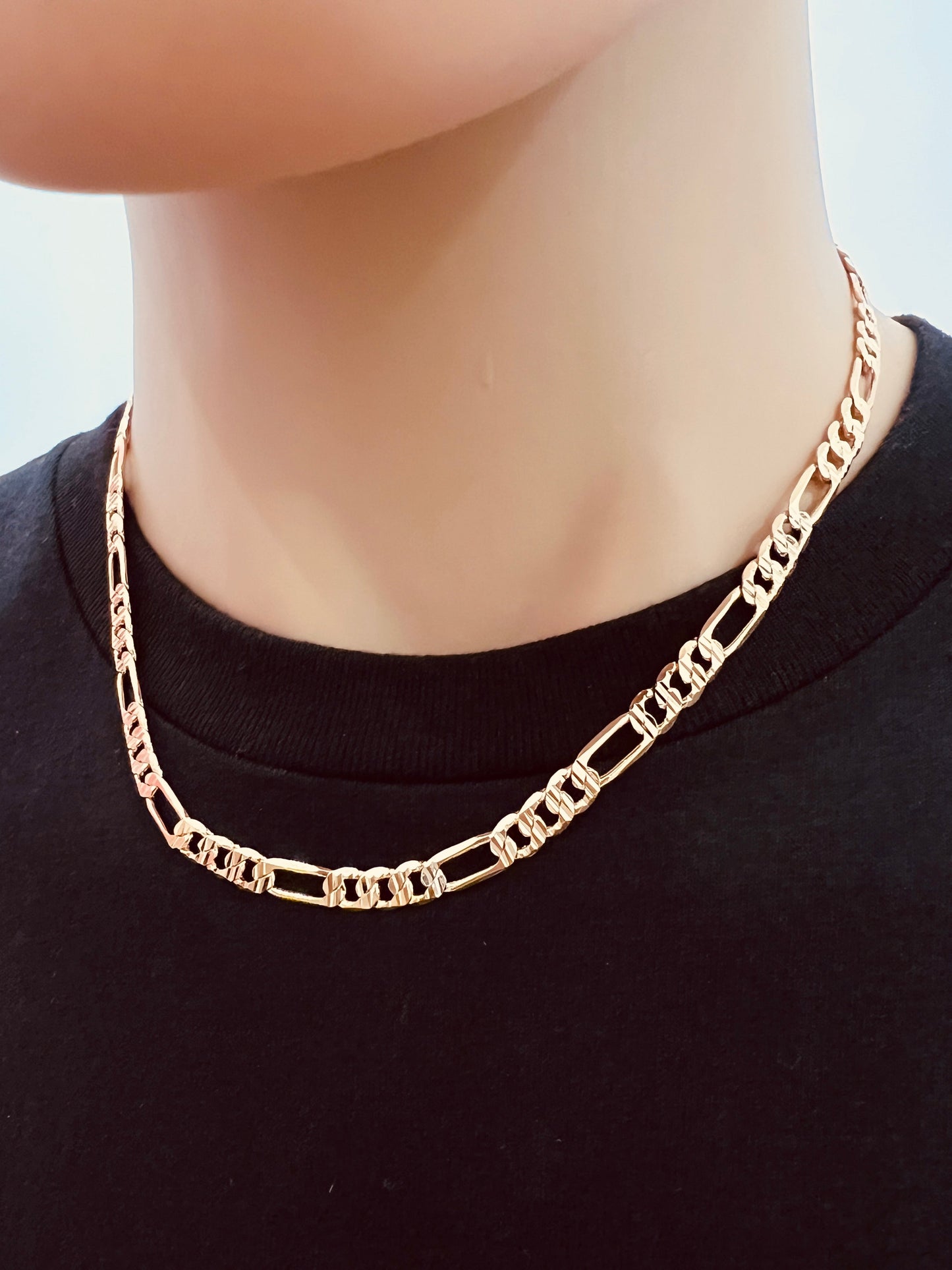 18KT Gold Filled Necklaces, Gold Filled Figaro Chain | 5.5mm Beveled | 18–30 Inch by HAUS OF MONOGRAM