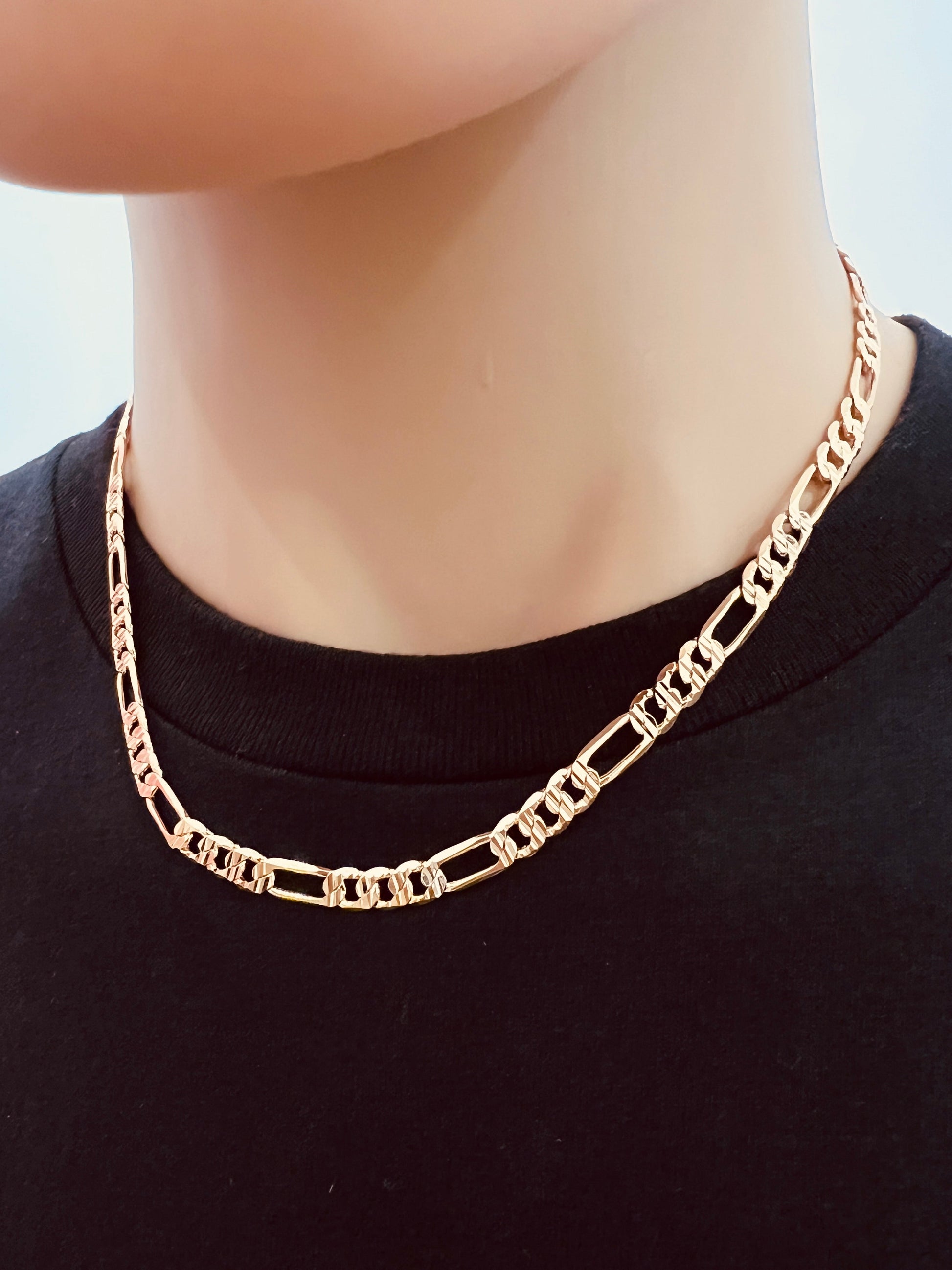18KT Gold Filled Necklaces, Gold Filled Figaro Chain | 5.5mm Beveled | 18–30 Inch by HAUS OF MONOGRAM