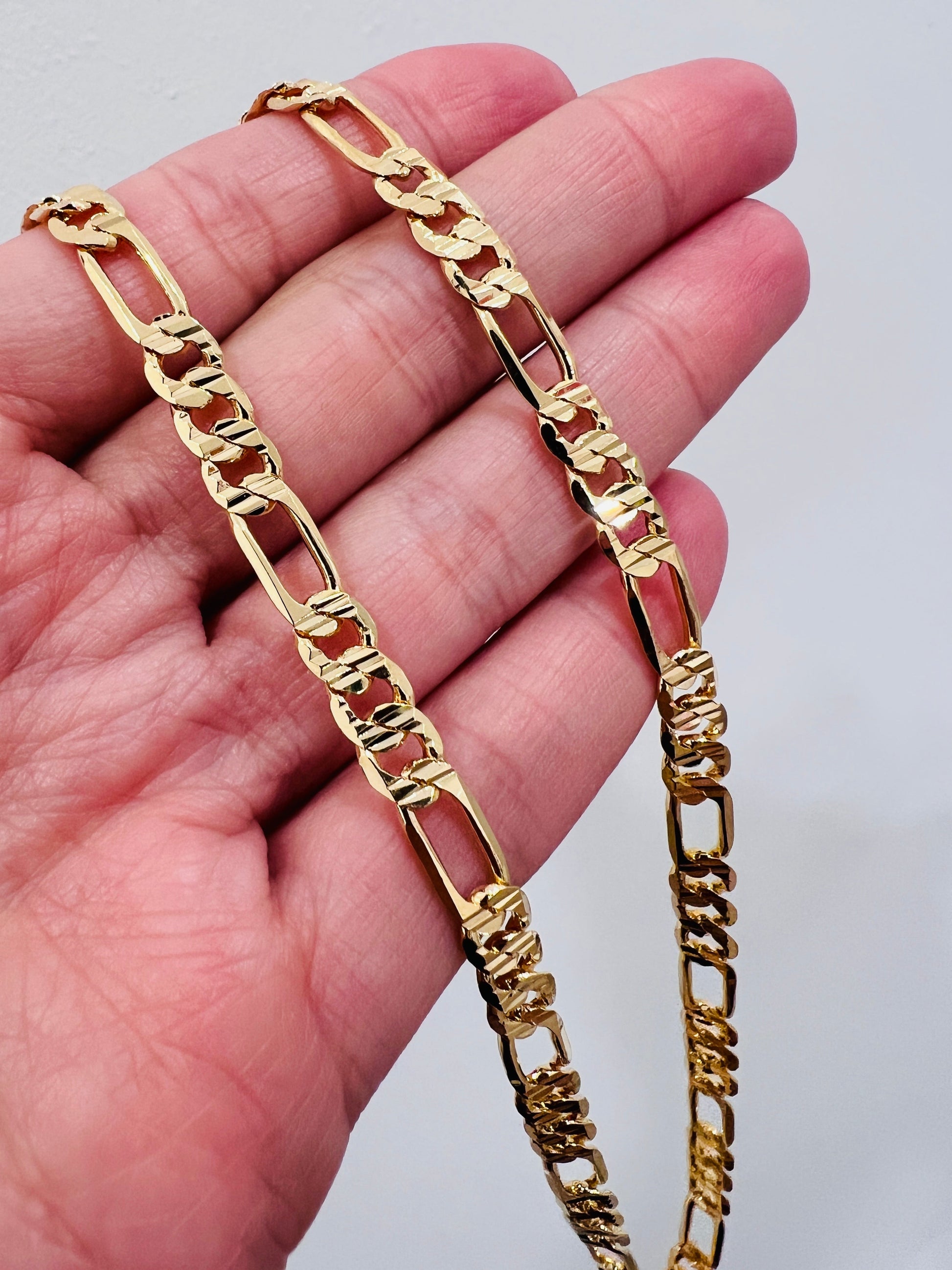 18KT Gold Filled Necklaces, Gold Filled Figaro Chain | 5.5mm Beveled | 18–30 Inch by HAUS OF MONOGRAM